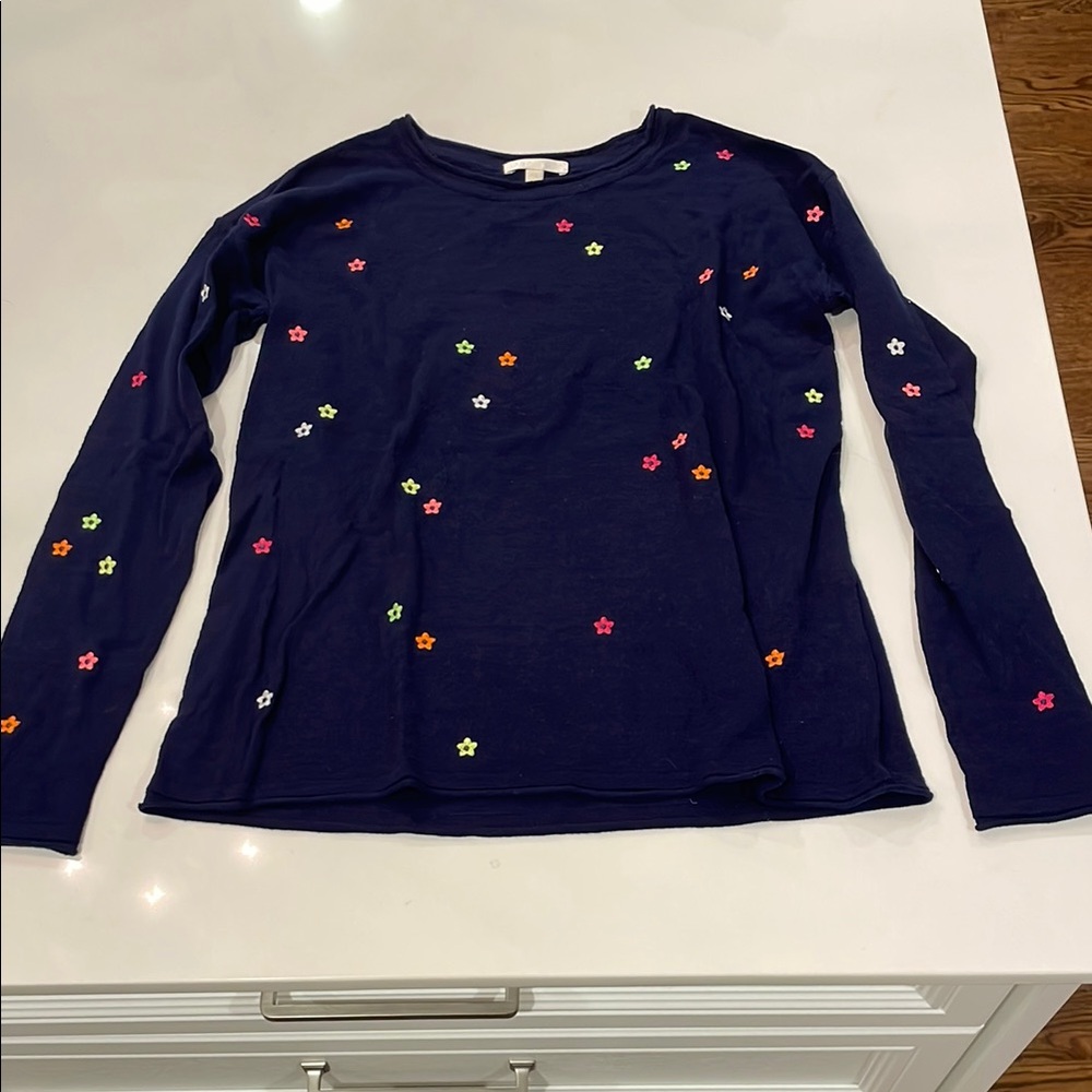 Lisa Todd Blue and Pink Long Sleeve Lightweight Sweater